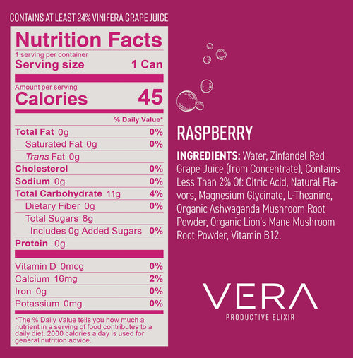 Vera Raspberry Nutrition Facts and Ingredients